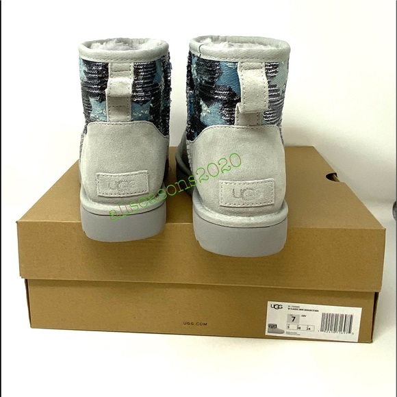 UGG Mini Sequin Star Women’s Boots Suede Grey - Picture 9 of 11